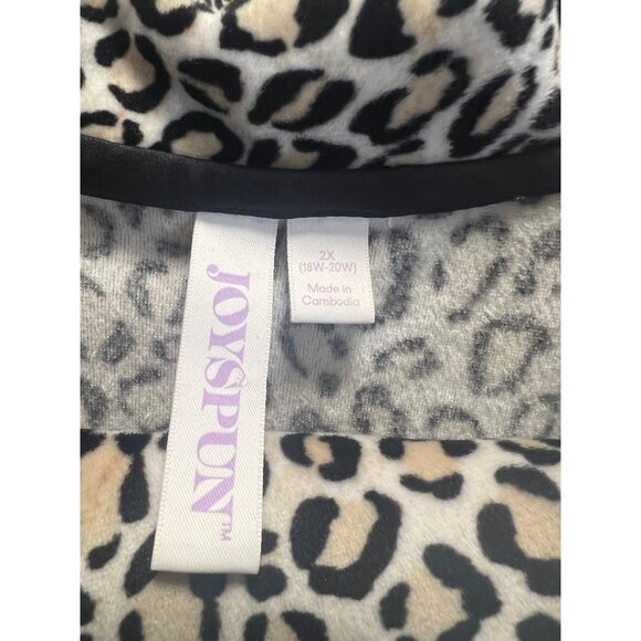 Joyspun Womens Leopard Print Long Sleeve Lounge Top 2X 18W-20W bottoms 3X - Picture 3 of 7